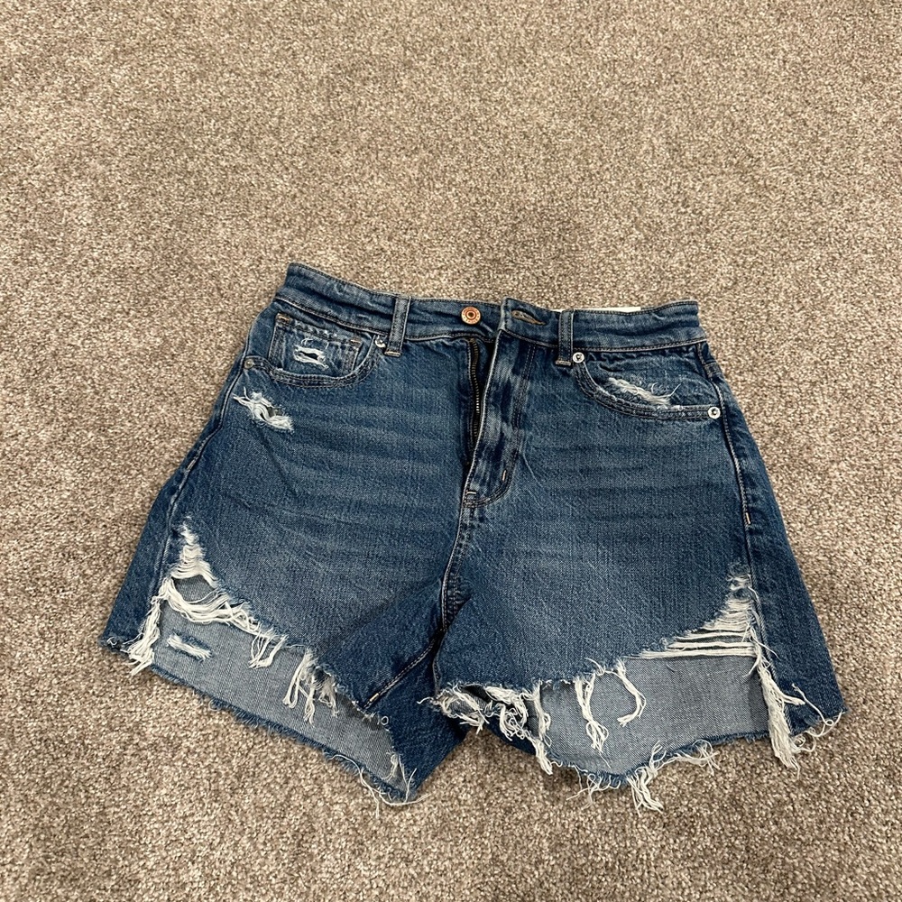 American Eagle Outfitters Blue Distressed Jean Shorts